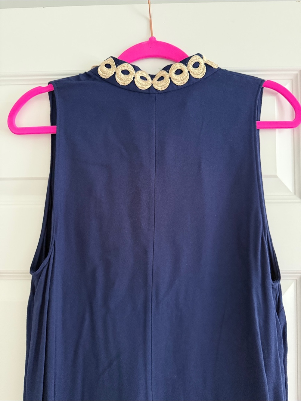 Lilly Pulitzer size 14 Navy Jane Dress with Gold Embellished Placket new - Picture 3 of 4